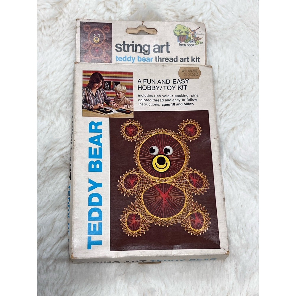 Soft Flight String Art Thread Art Kit Vintage Teddy Bear TC1716 5x7 1978